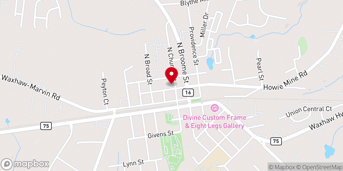Map showing location of Waxhaw United Methodist Church