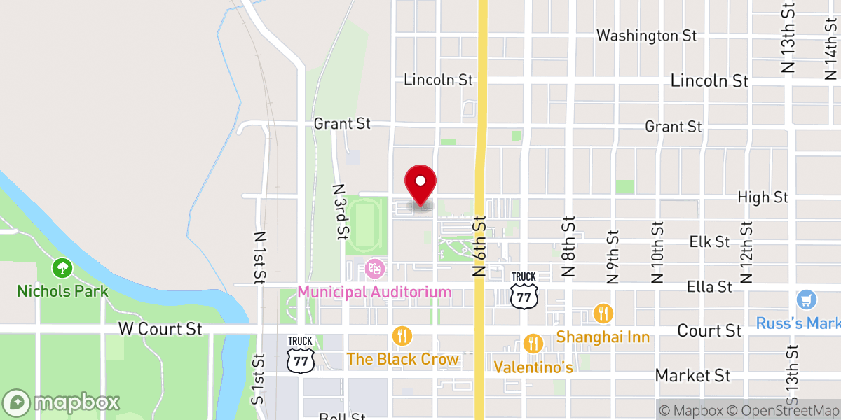 Map showing location of First Presbyterian Church