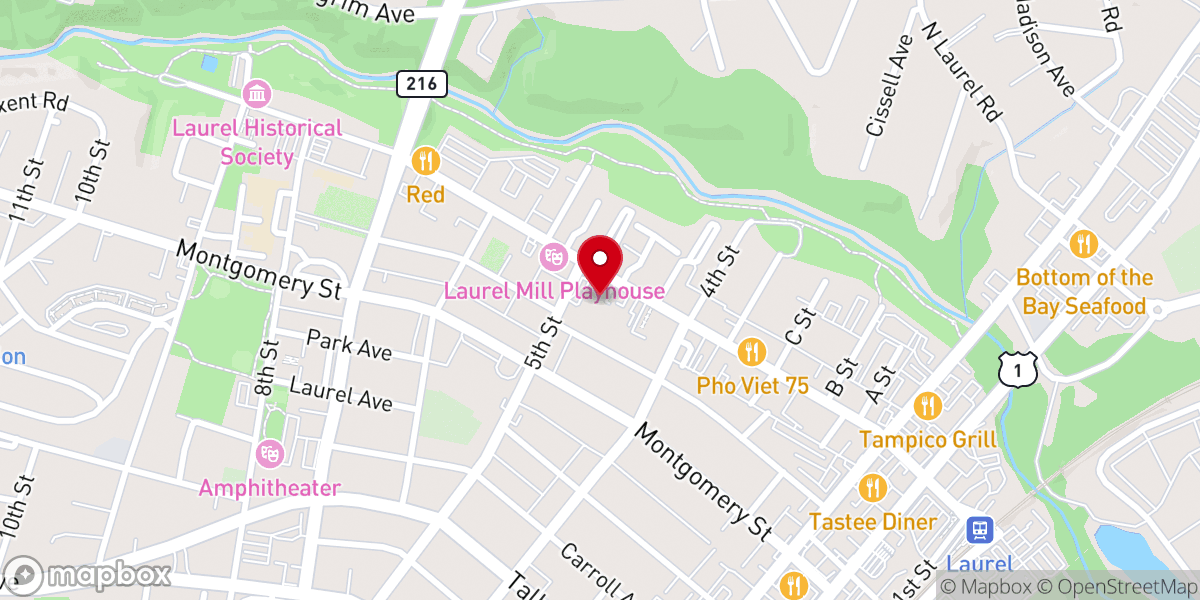 Map showing location of First United Methodist Church of Laurel