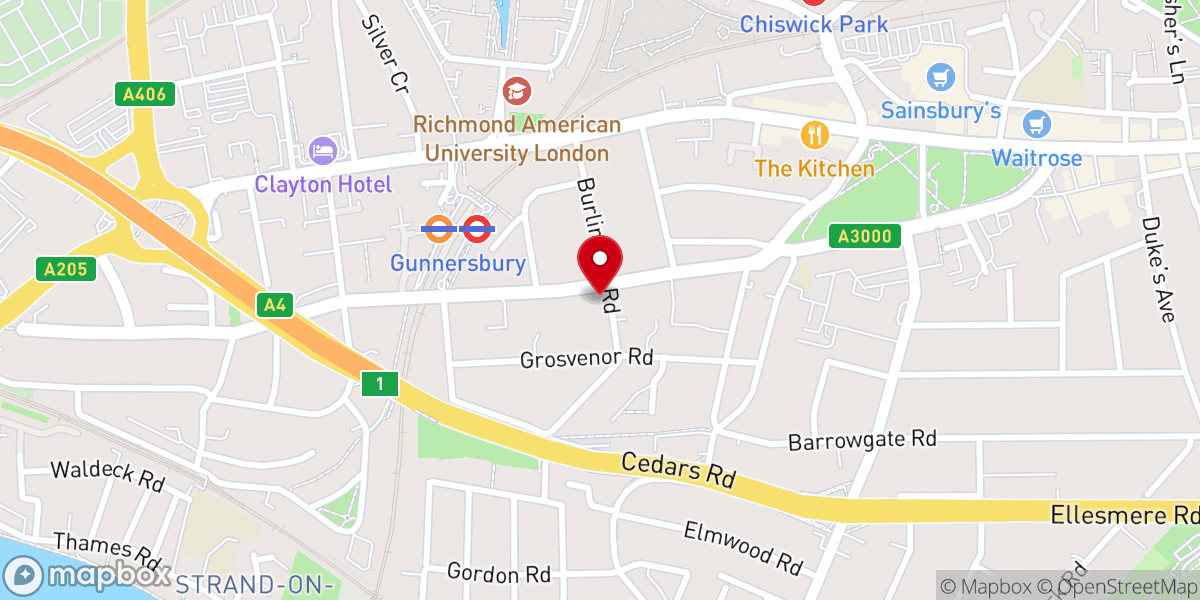 Map showing location of Gunnersbury Baptist Church