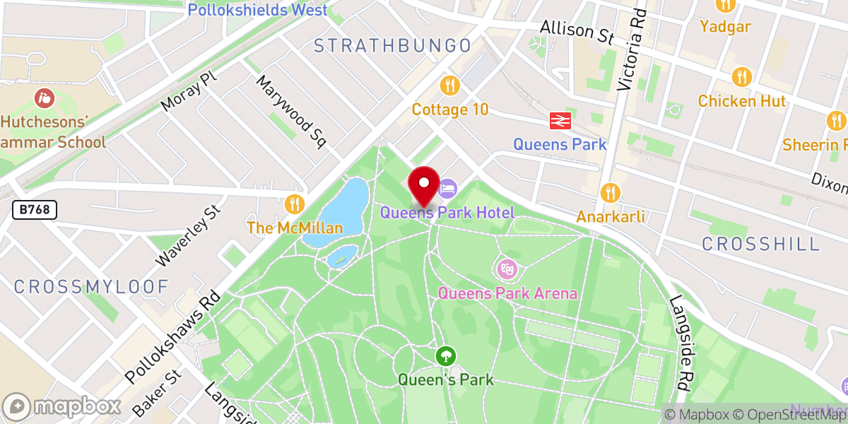 Map showing location of Queen’s Park Baptist Church