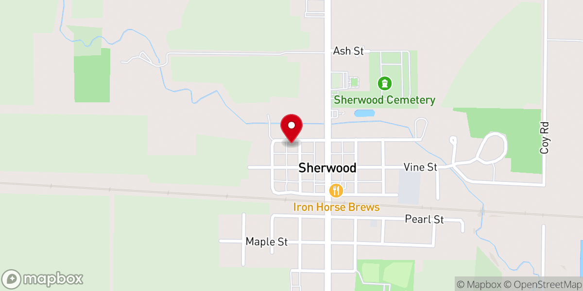 Map showing location of Sherwood Baptist Church
