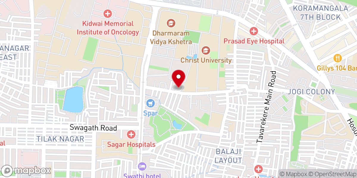 Map showing location of St. Thomas Forane Syro-Malabar Catholic Church Dharmaram, Bengaluru