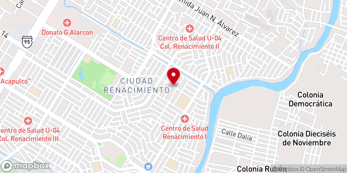 Map showing location of Templo Evangelico El Salvador
