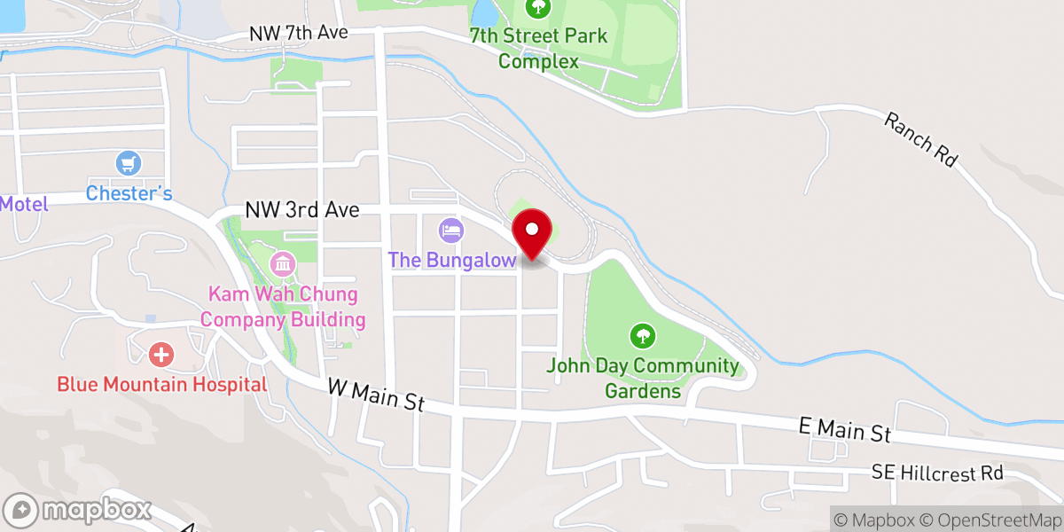 Map showing location of John Day First Christian Church