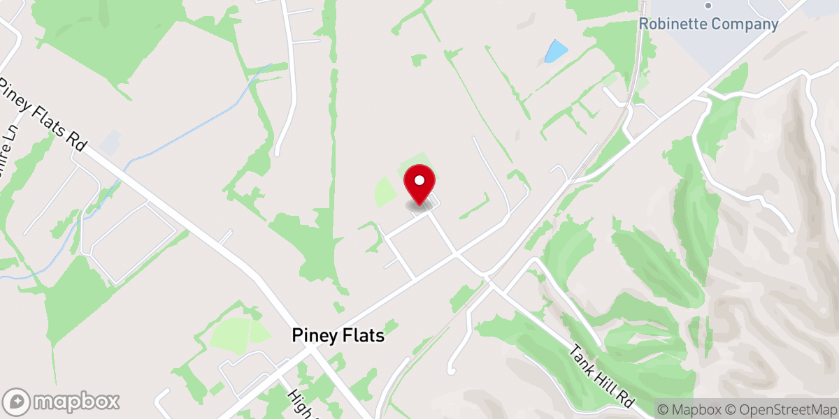 Map showing location of Piney Flats United Methodist Church