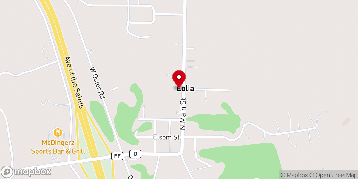 Map showing location of Eolia Baptist Church