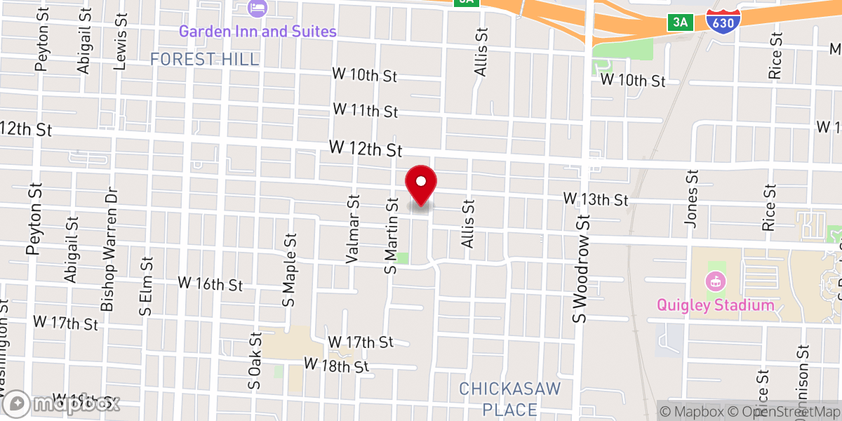 Map showing location of Thomas Memorial Baptist Church