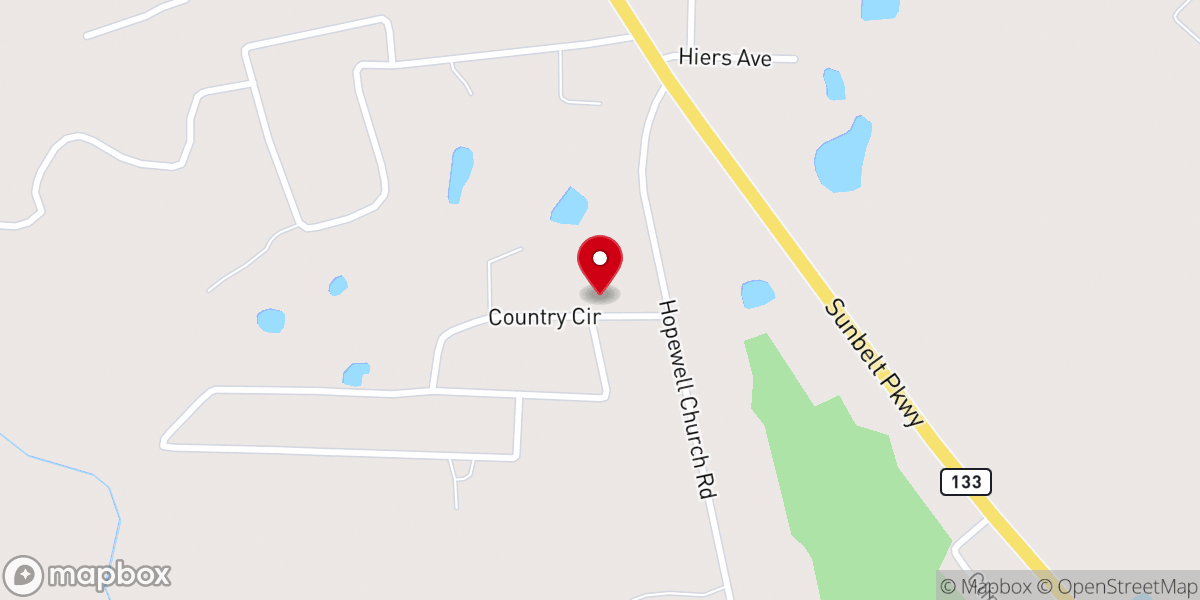Map showing location of Colquitt County Baptist Church