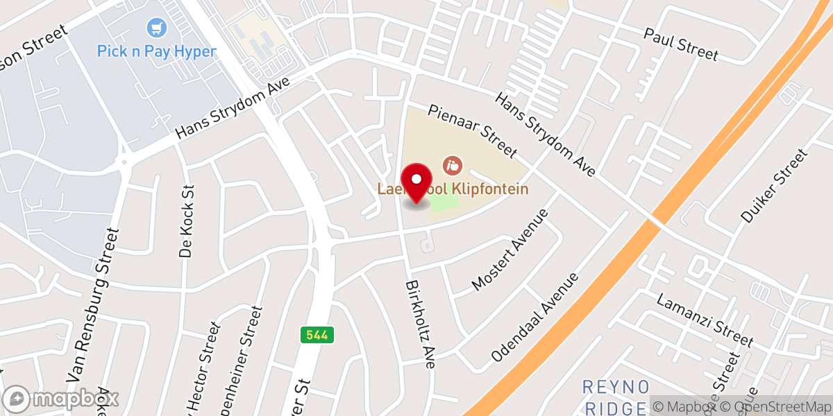 Map showing location of Sion Gemeente Witbank