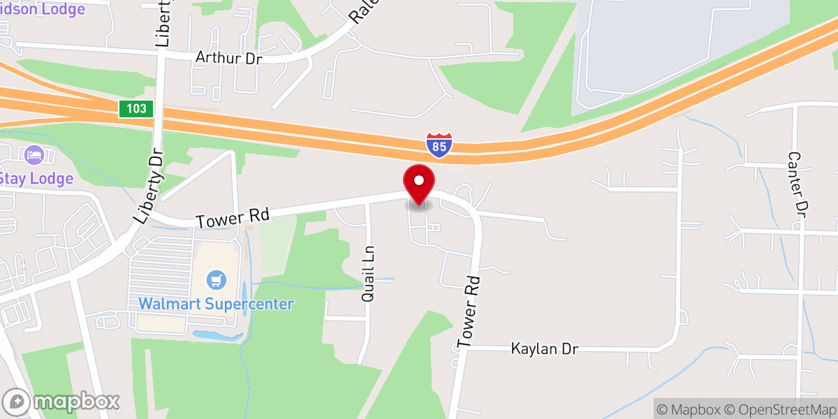 Map showing location of Bethany Baptist Church