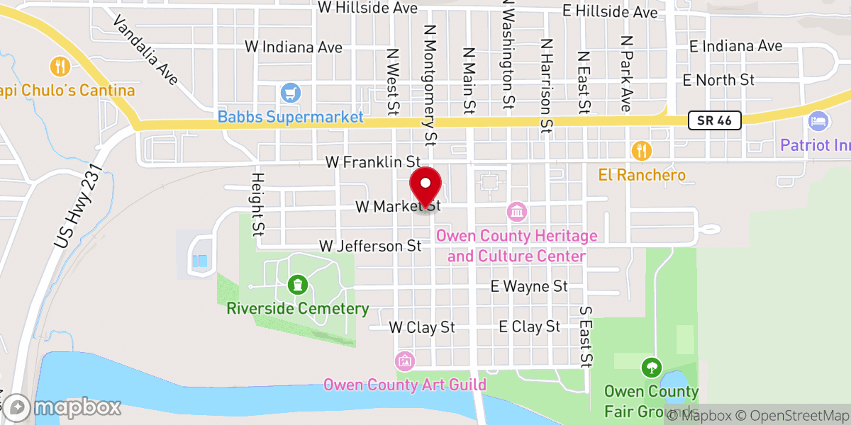 Map showing location of Christian Church of Spencer