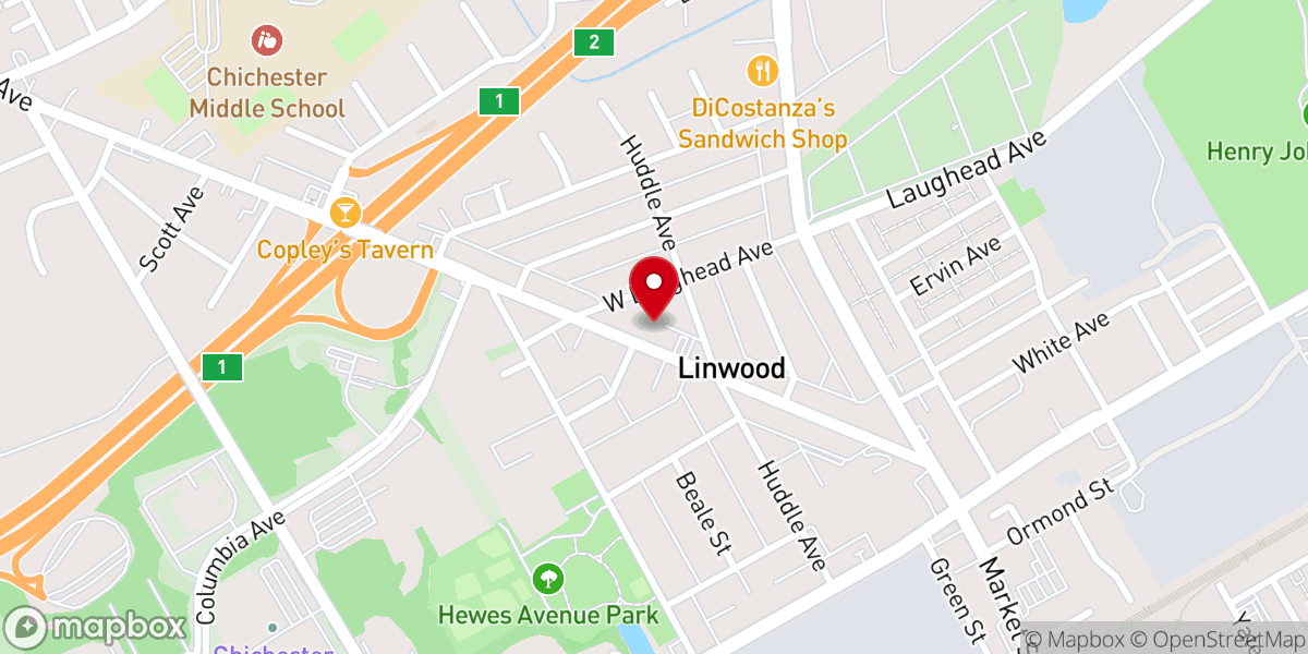 Map showing location of Linwood United Methodist Church