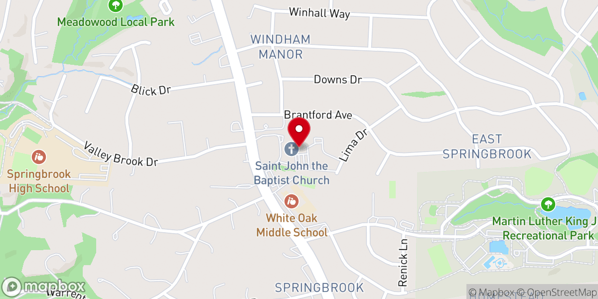 Map showing location of Saint John the Baptist Catholic Church