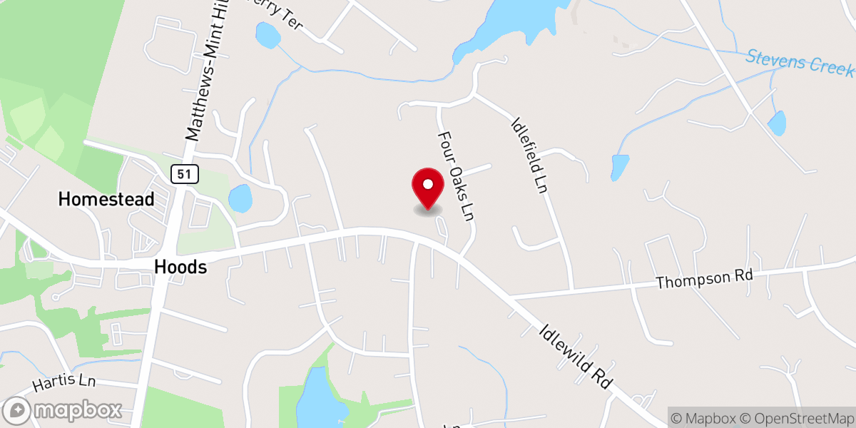 Map showing location of Church of New Hope