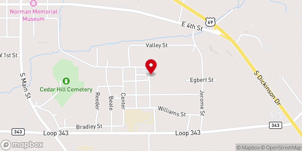 Map showing location of Mt Olive Baptist Church