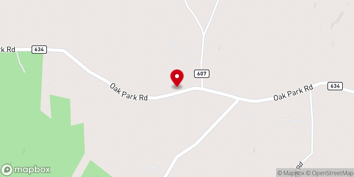 Map showing location of Oak Grove Baptist Church