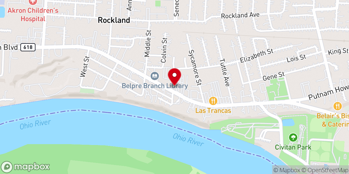 Map showing location of Belpre Celebration Center