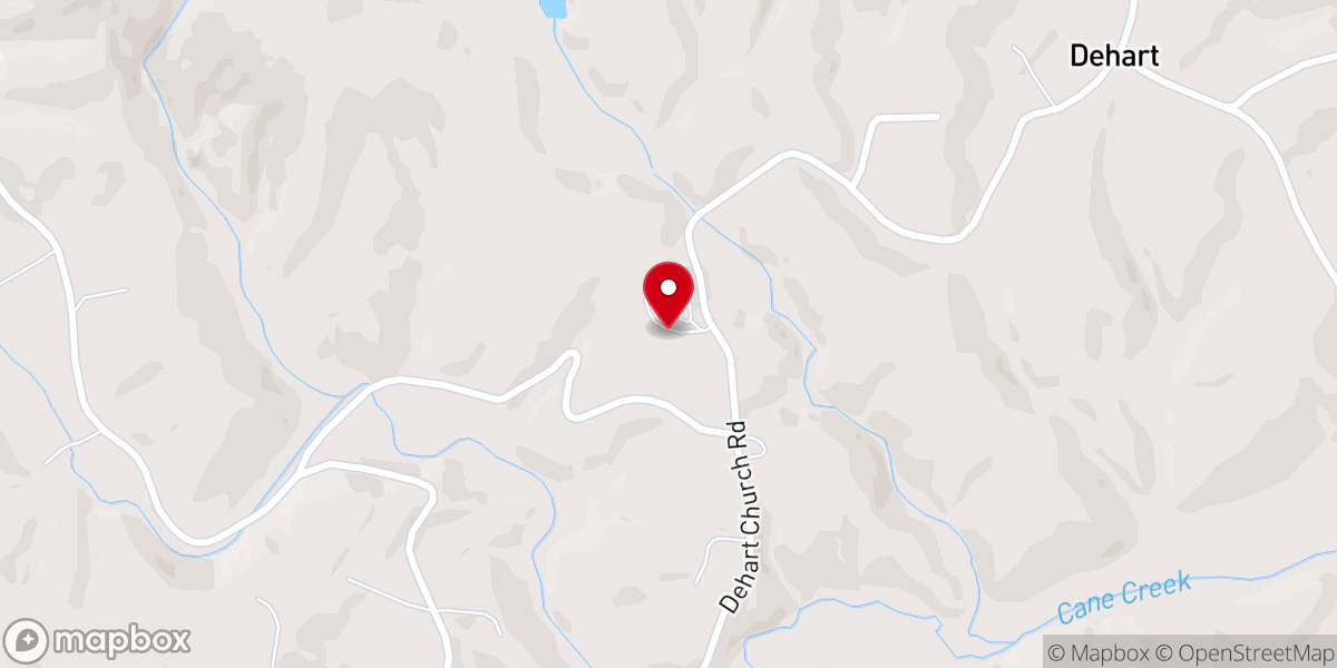 Map showing location of Dehart Baptist Church