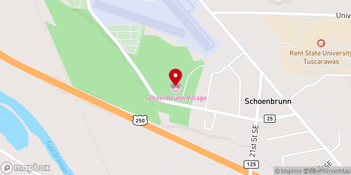 Map showing location of Schoenbrunn Village