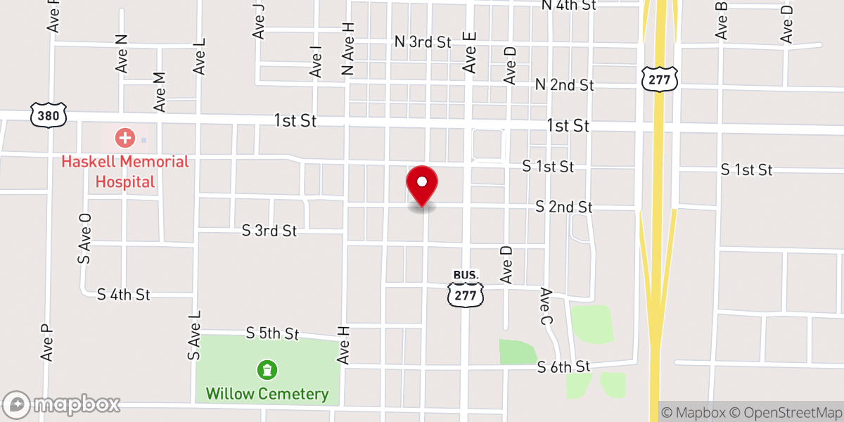 Map showing location of Haskell Foursquare Church