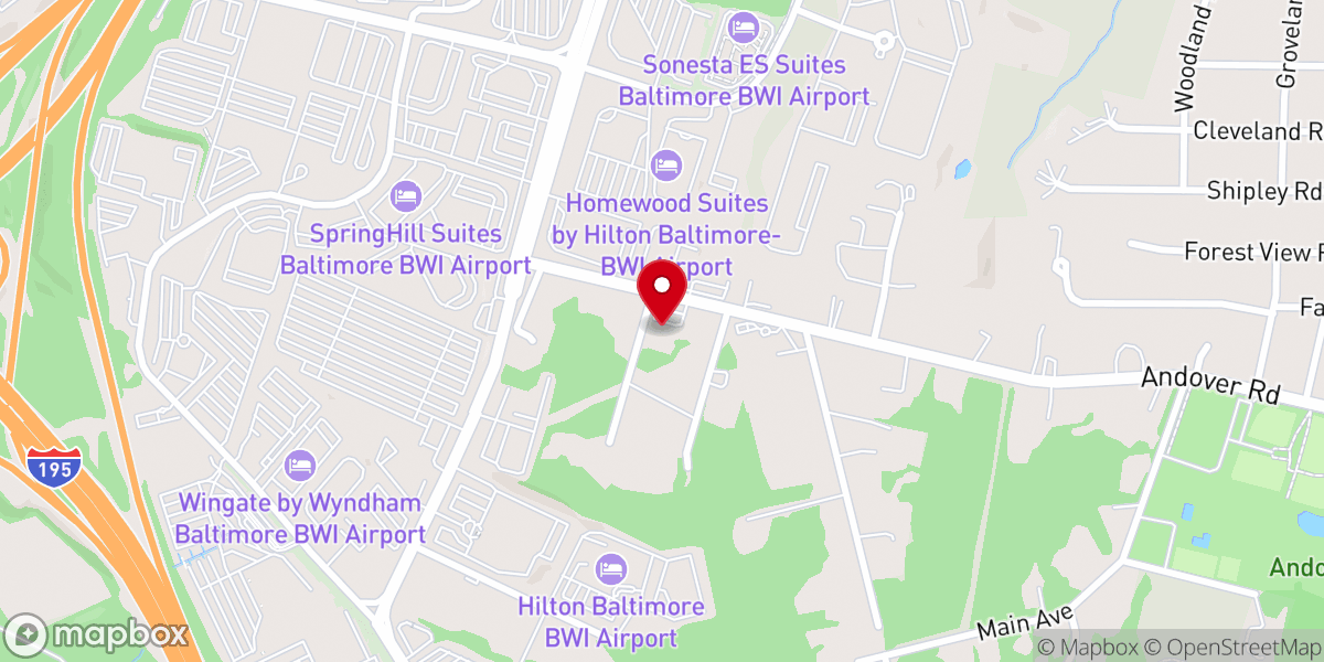 Map showing location of Andover Baptist Church