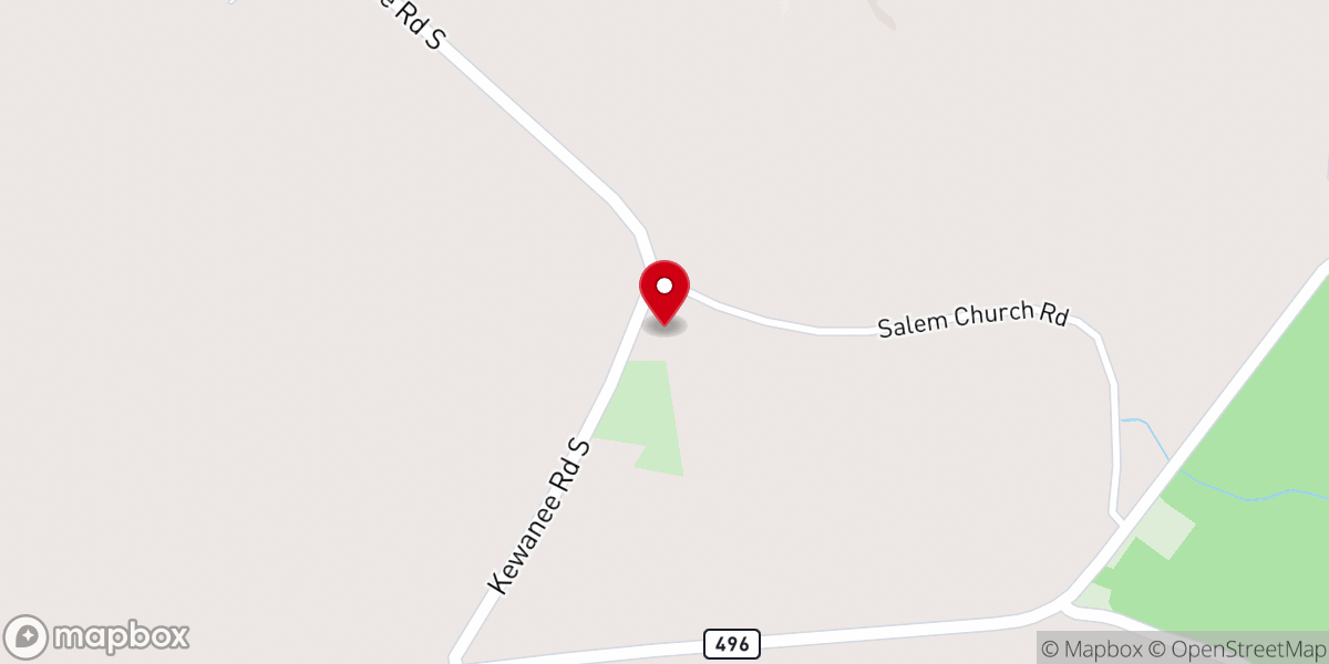 Map showing location of Salem Baptist Church