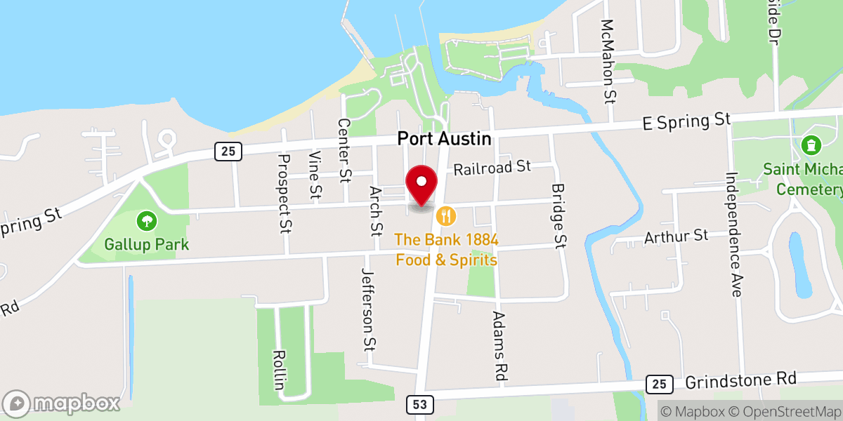 Map showing location of Port Austin Farmers Market