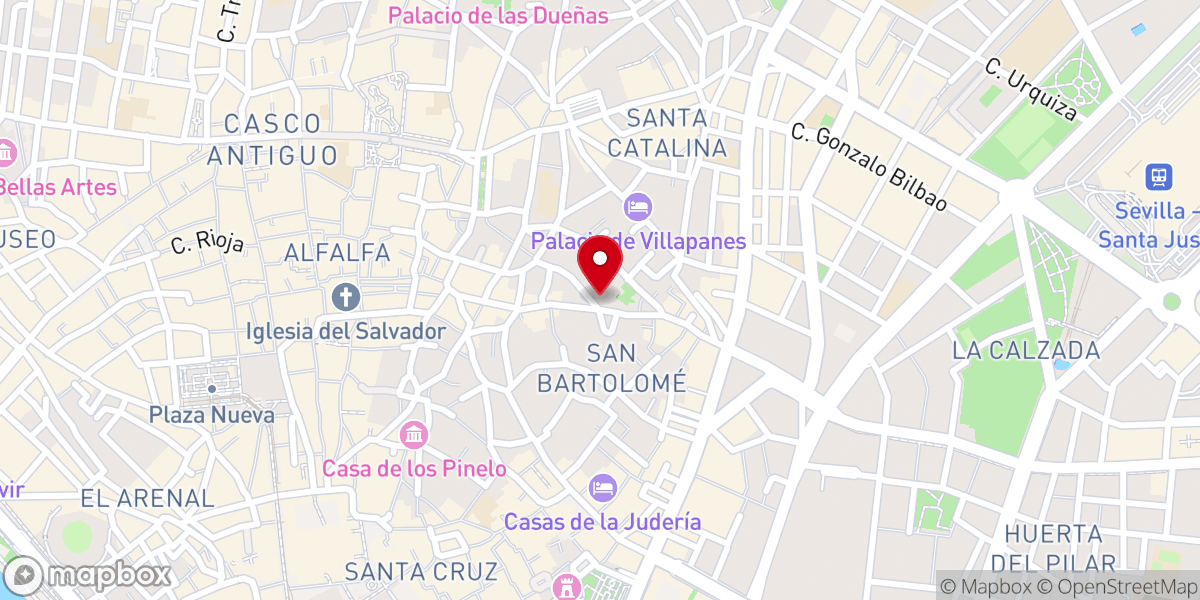 Map showing location of Casa de Pilatos