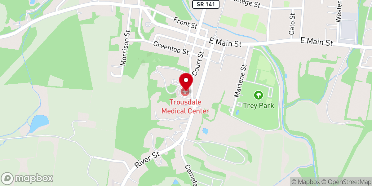 Map showing location of Highpoint Health – Trousdale with Ascension Saint Thomas