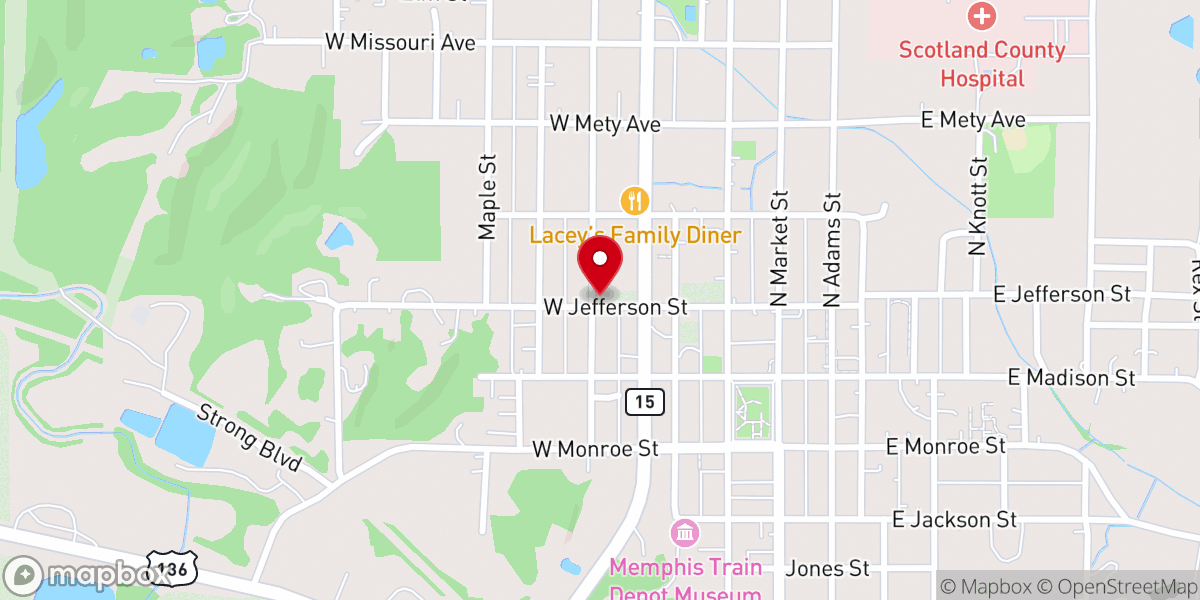 Map showing location of Memphis United Methodist Church
