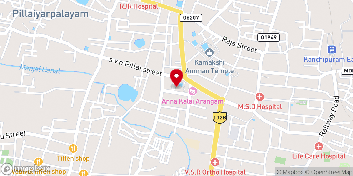 Map showing location of Sri Kachabeswarar Temple