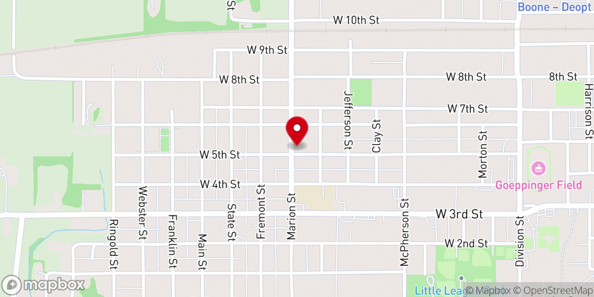 Map showing location of Marion Street United Methodist Church