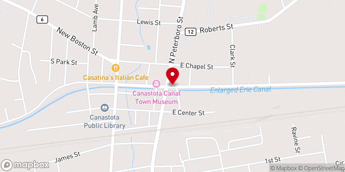 Map showing location of Canastota Baptist Chapel