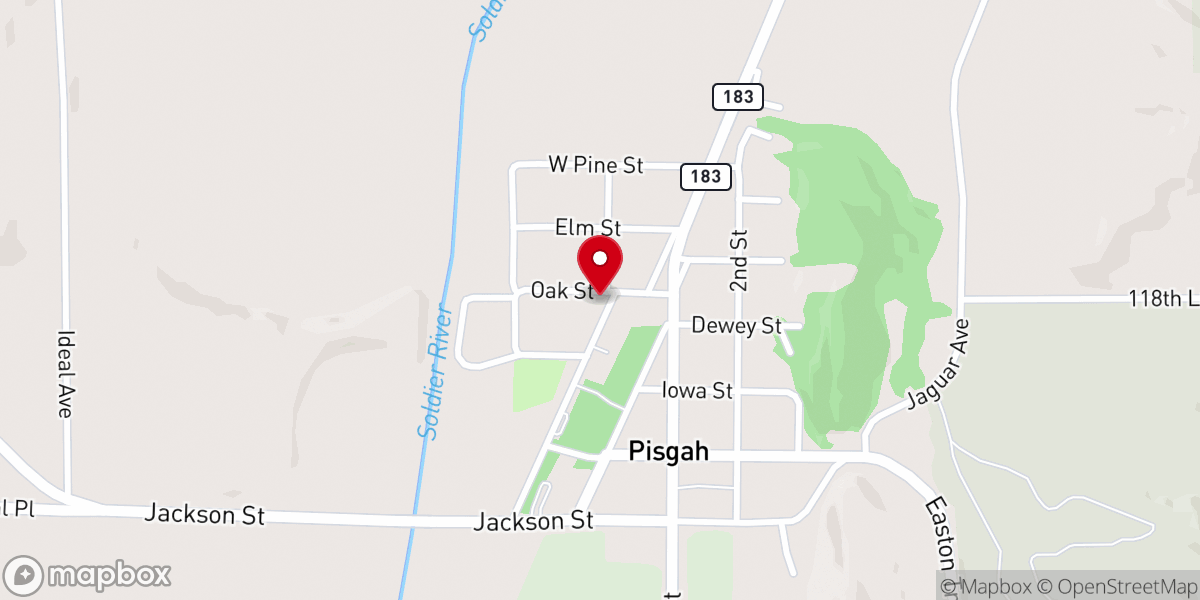 Map showing location of Pisgah Memorial Chapel