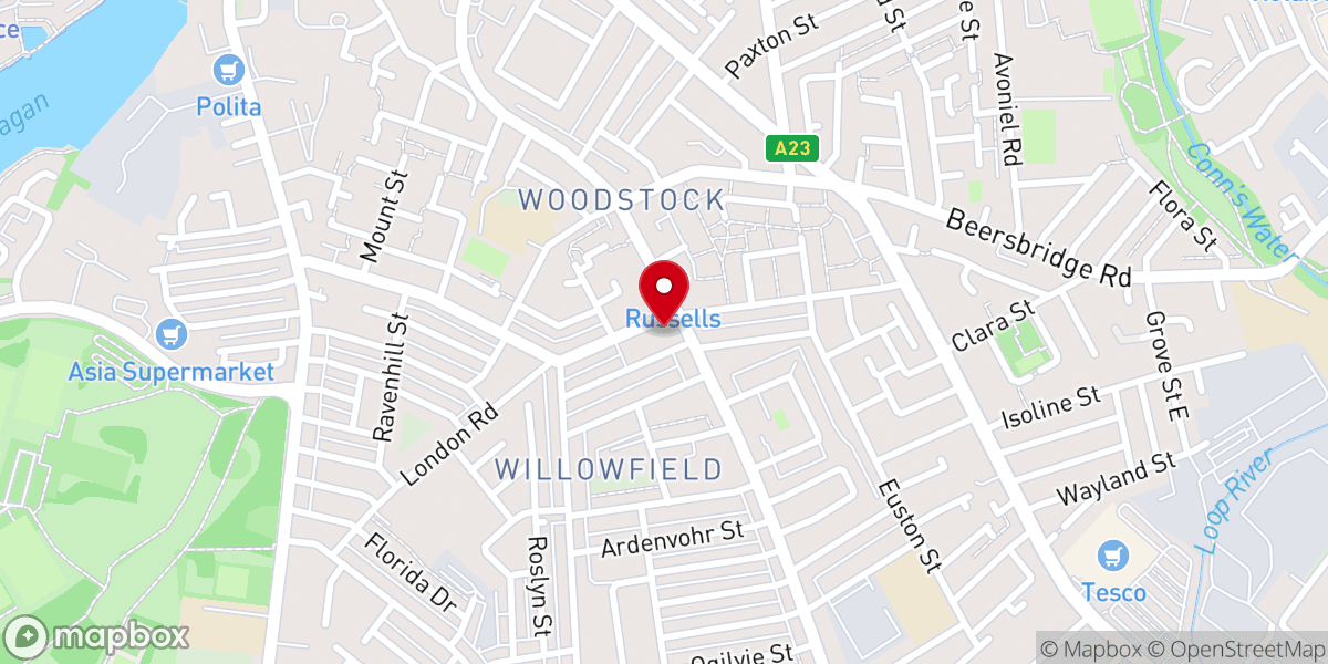 Map showing location of Willowfield Church