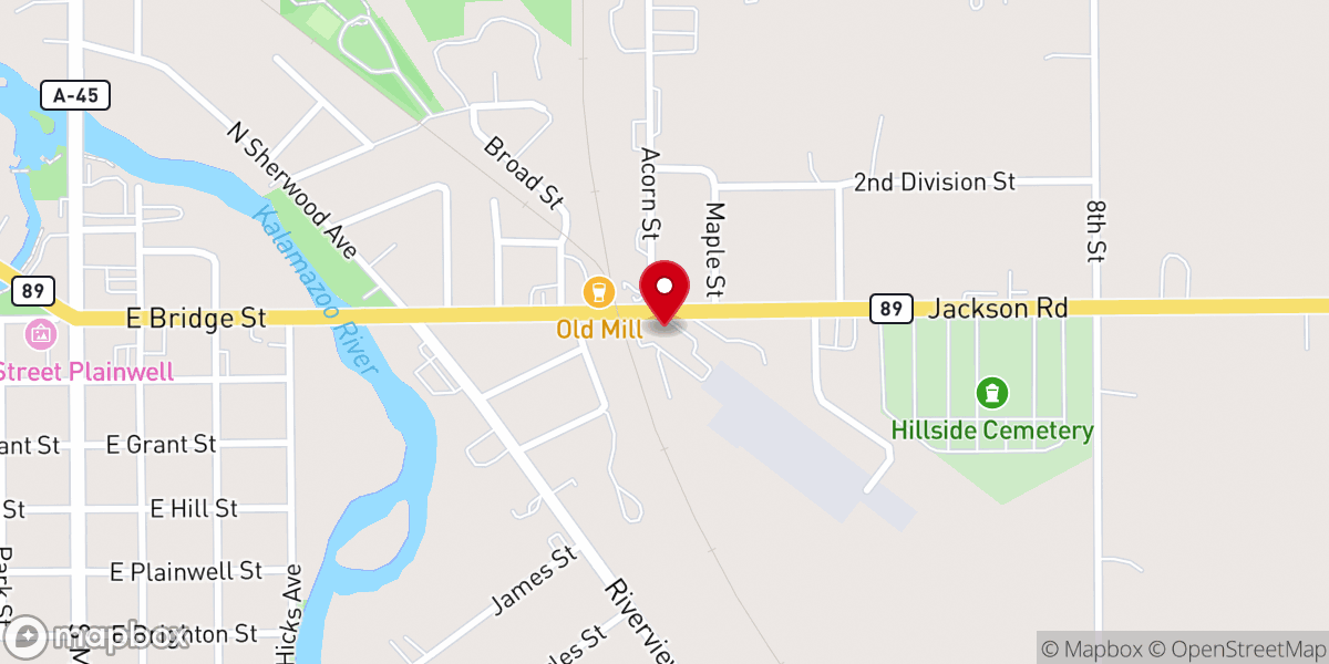 Map showing location of Plainwell Community Center Inc