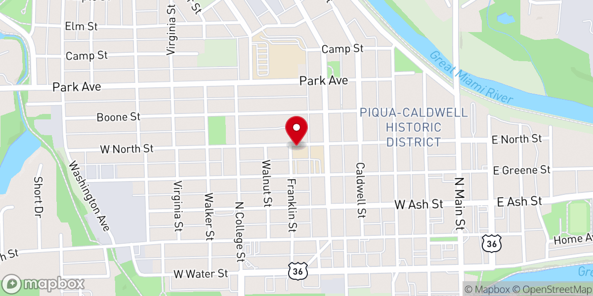 Map showing location of Piqua Catholic School