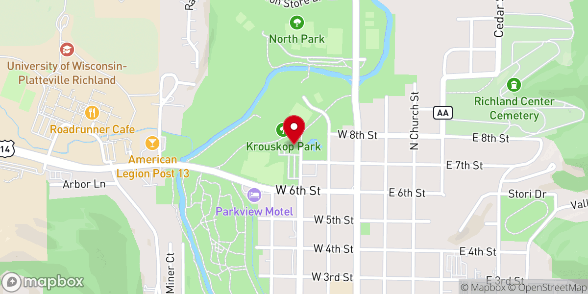Map showing location of Richland Center Parks and Grounds Department