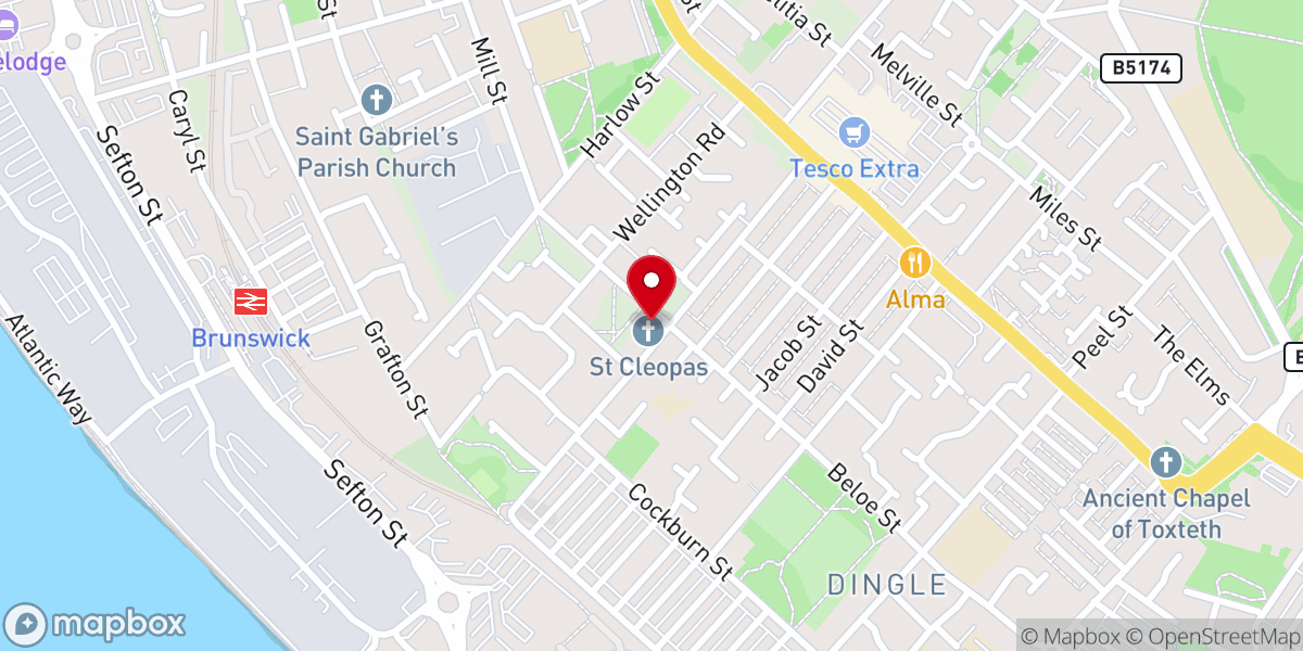 Map showing location of St Cleopas C of E Church, Liverpool
