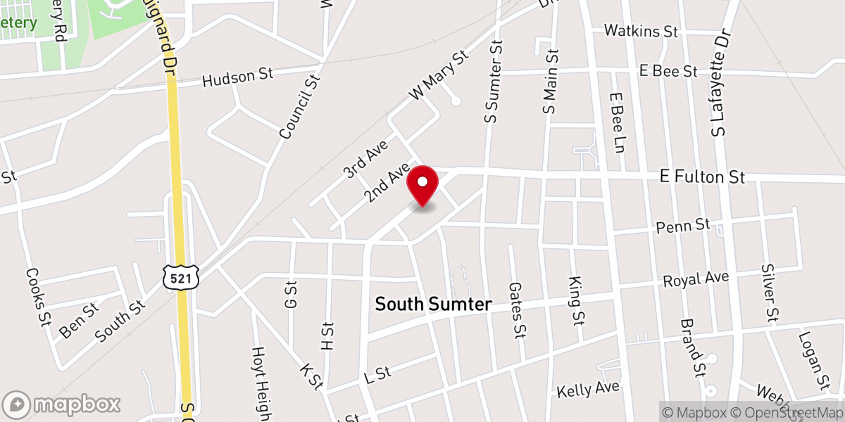 Map showing location of Salem Baptist Church