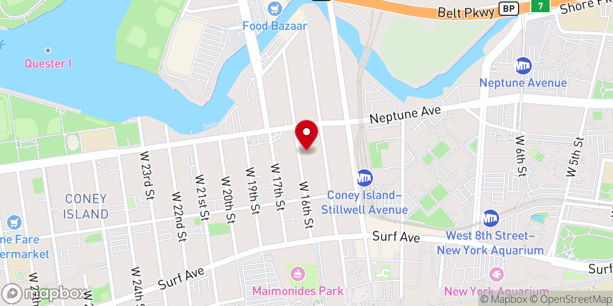 Map showing location of Coney Island Congregation