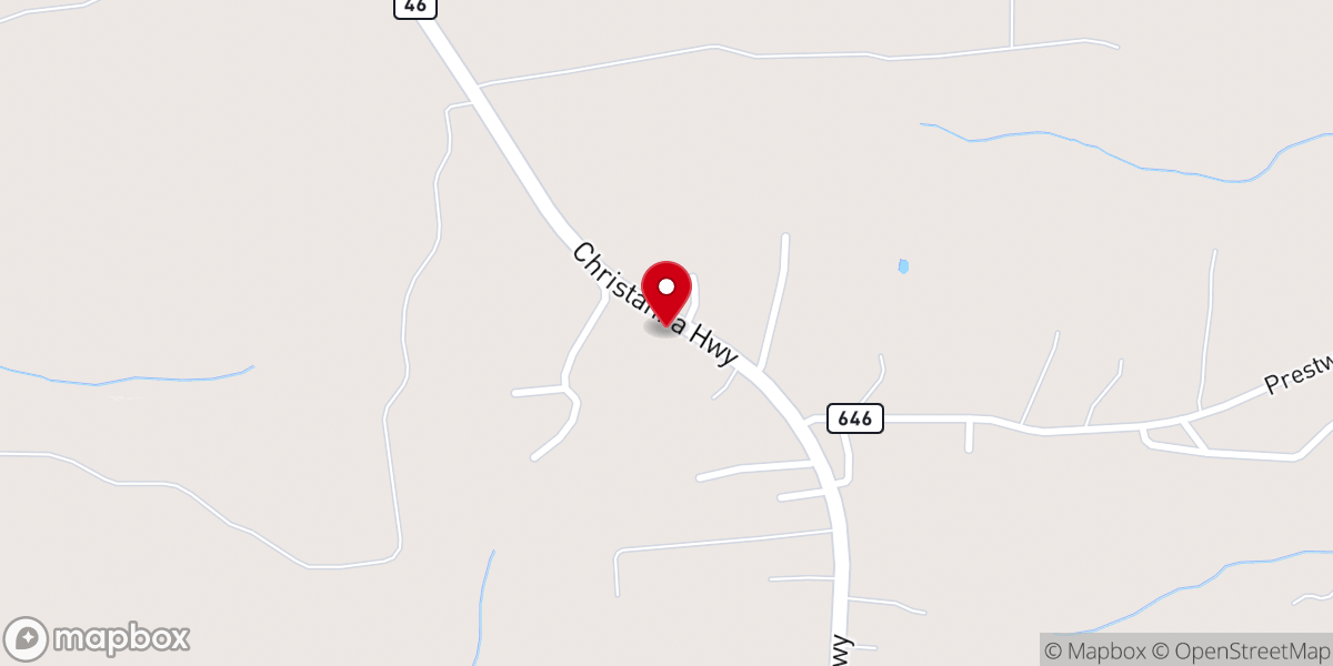Map showing location of Oak Grove Baptist Church