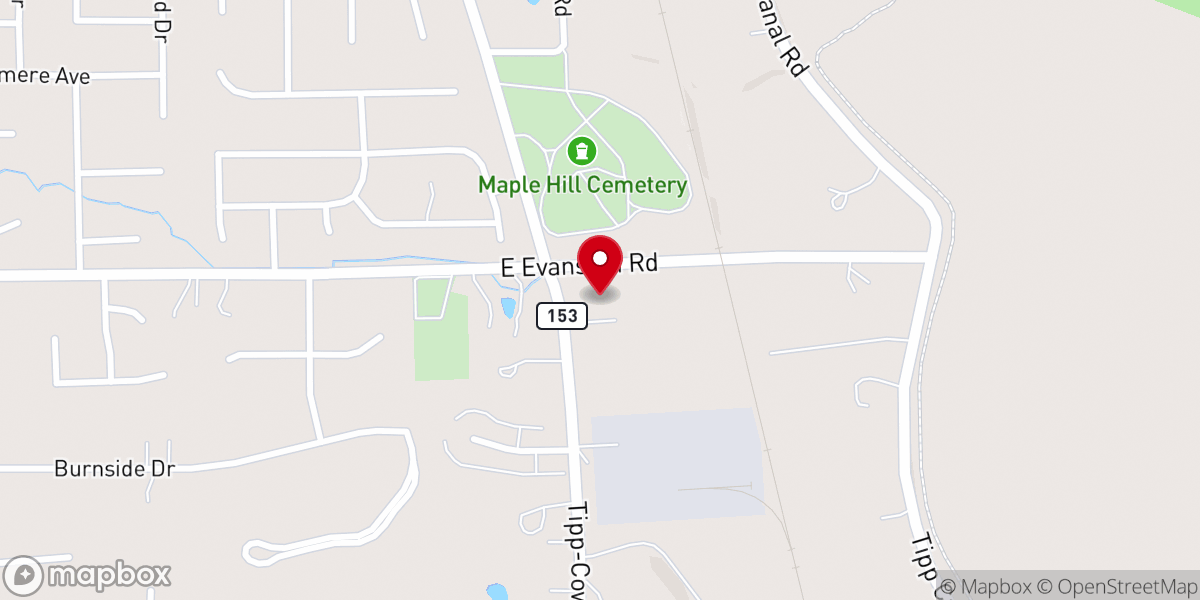 Map showing location of First Baptist Church