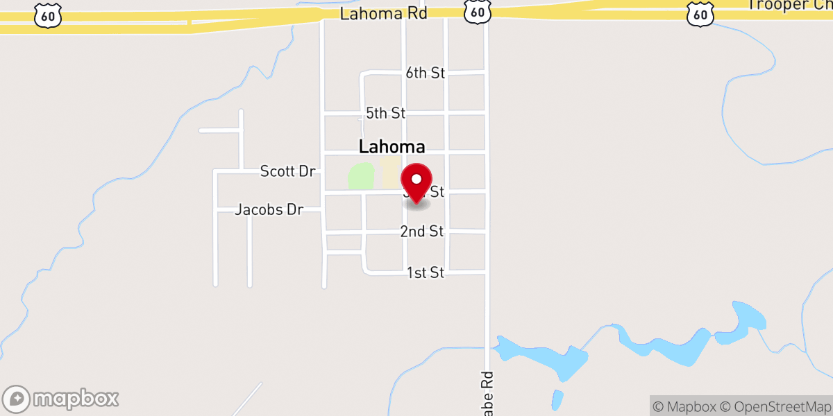 Map showing location of United Church of Lahoma