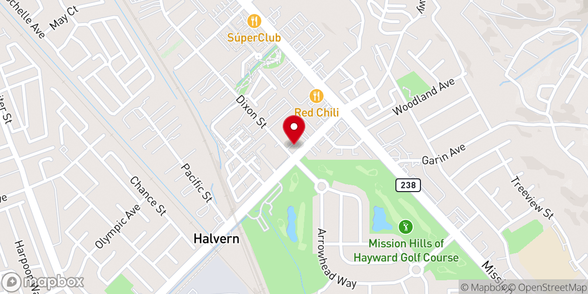 Map showing location of Church of Christ South Hayward