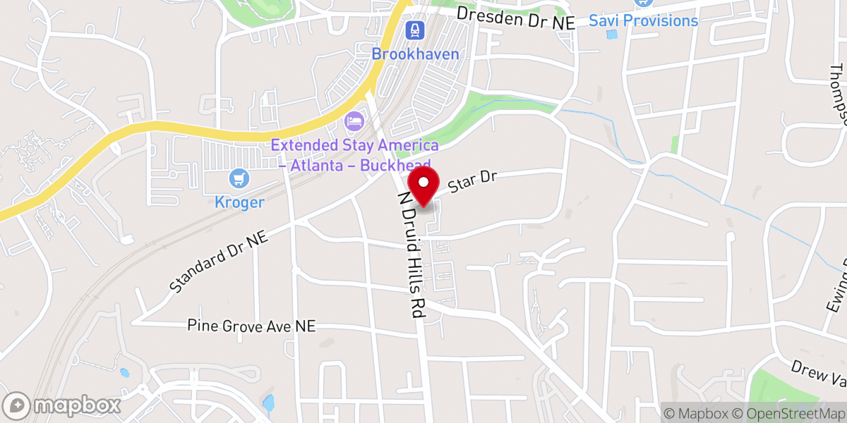 Map showing location of Brookhaven Presbyterian Church