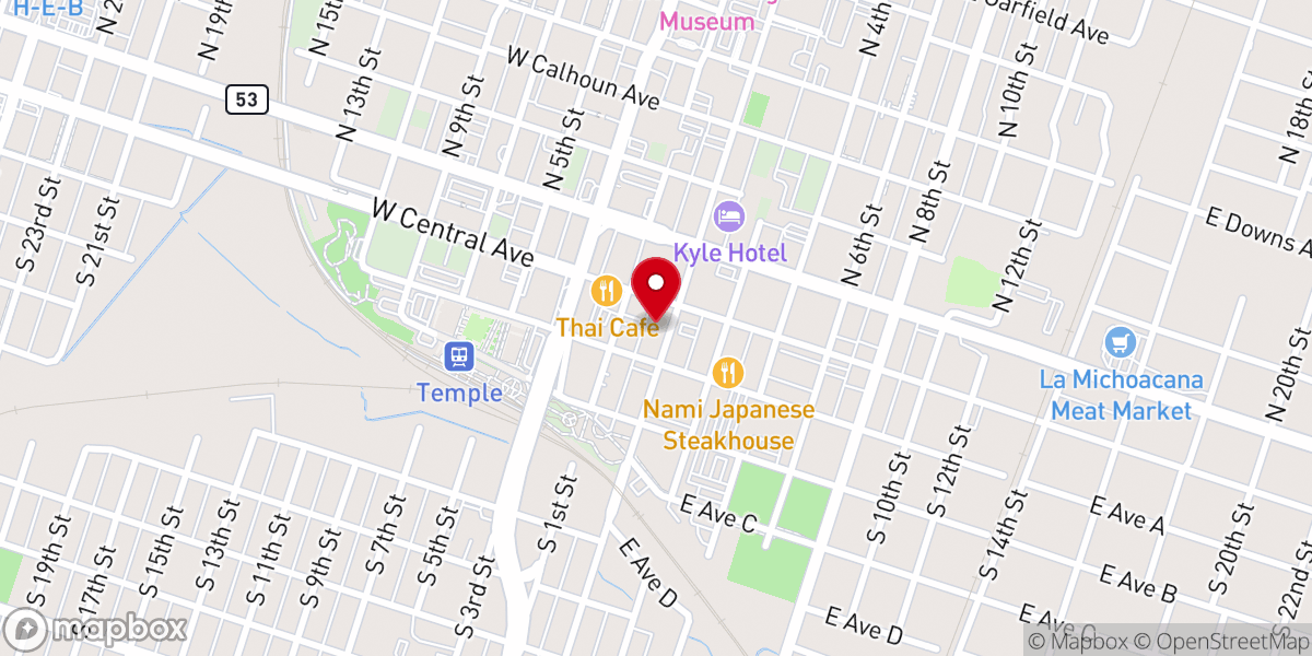 Map showing location of Main Street Hall