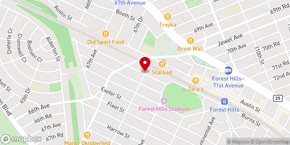 Map showing location of Young Israel of Forest Hills Senior League