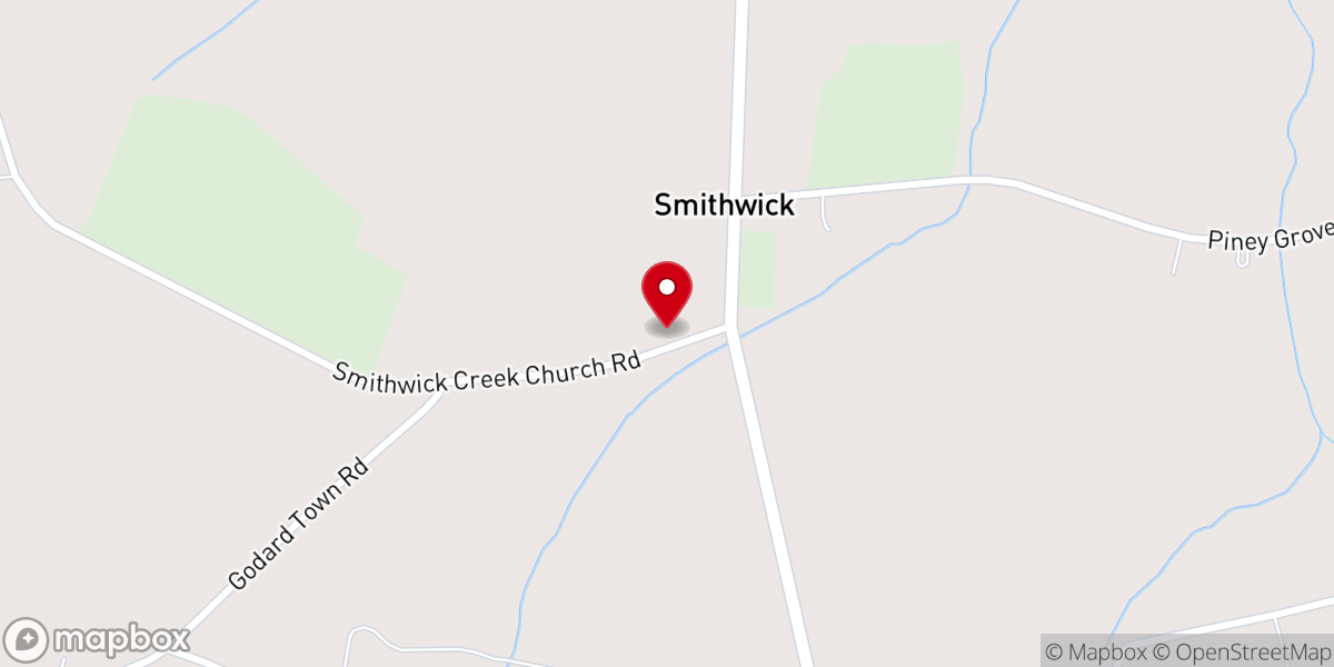 Map showing location of Smithwick's Creek Primitive Baptist Church